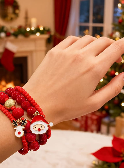 KissICON Red Festive Red Gold Christmas Bracelet