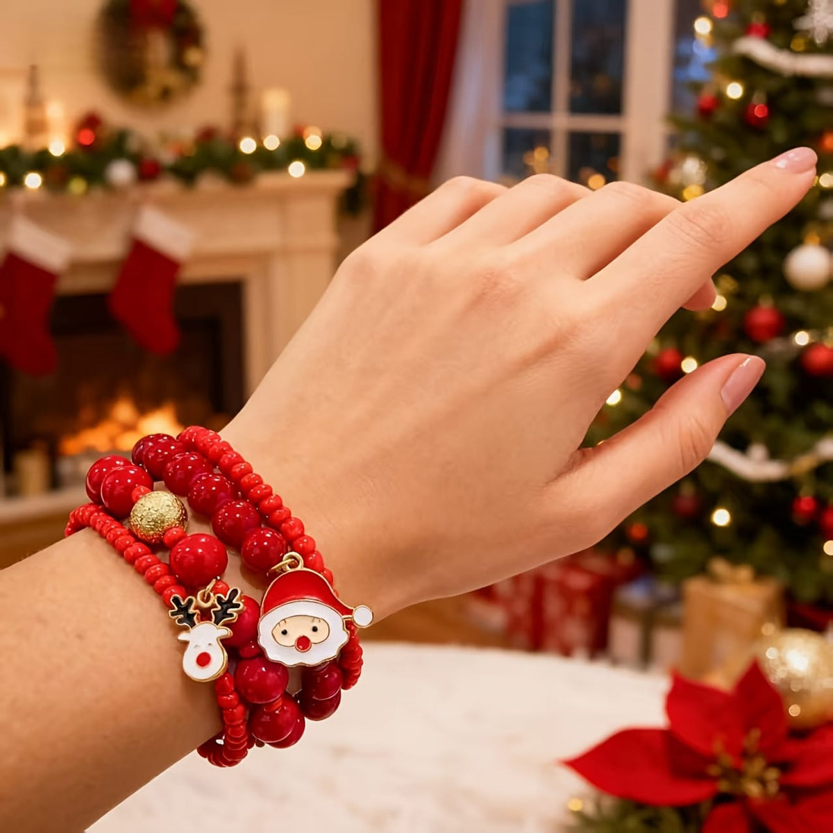 KissICON Red Festive Red Gold Christmas Bracelet