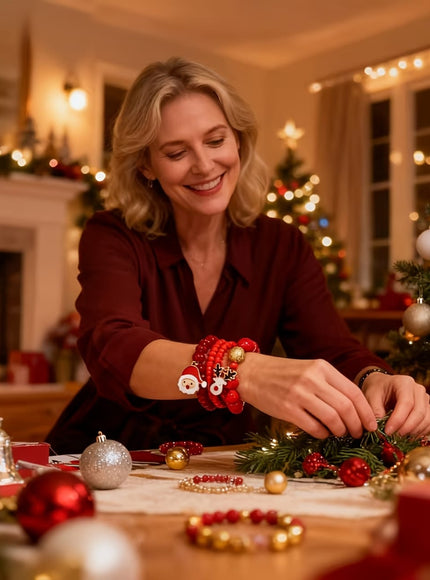 KissICON Red Festive Red Gold Christmas Bracelet