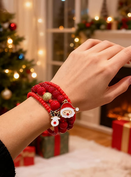 KissICON Red Festive Red Gold Christmas Bracelet