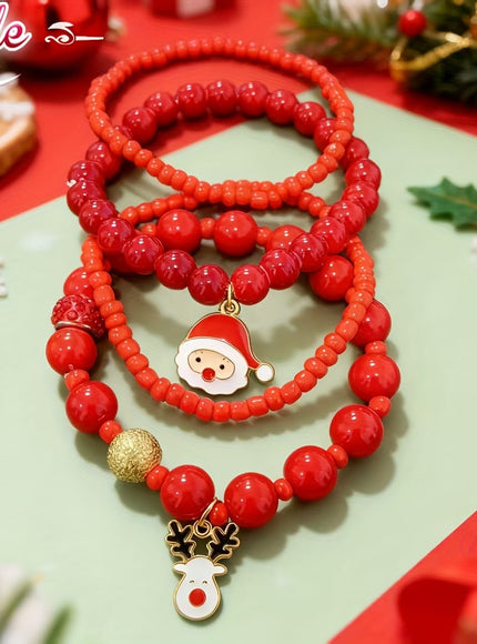 KissICON Red Festive Red Gold Christmas Bracelet