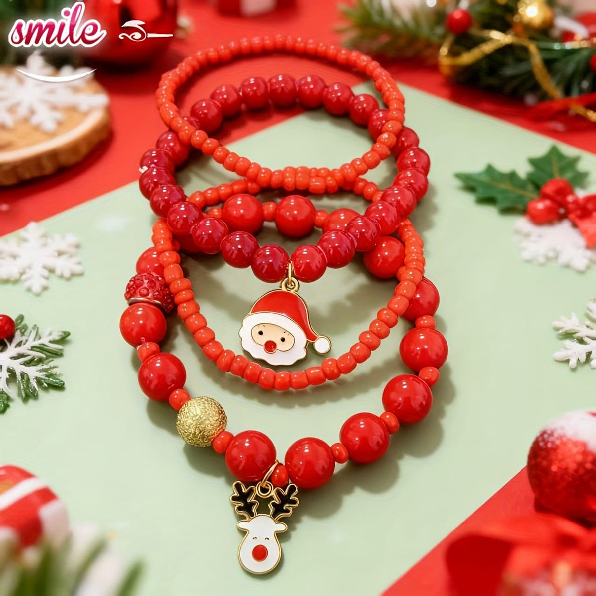 KissICON Red Festive Red Gold Christmas Bracelet
