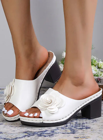 KissICON Red Flower Decor High Heels Sandals for Women