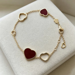 KissICON Red Heart‑Shaped Jewellery Women's Necklace Bracelet Earrings S925 Silver Plating Rose Gold 5A Zircon High-End Exquisite Party Gift