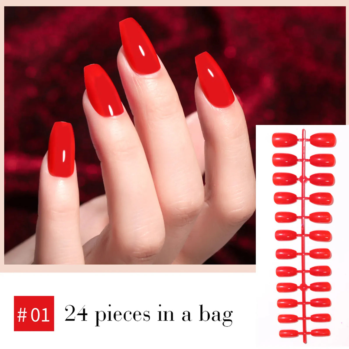 KissICON red KissIcon LULAA 24Pcs Press On Acrylic Nails Detachable