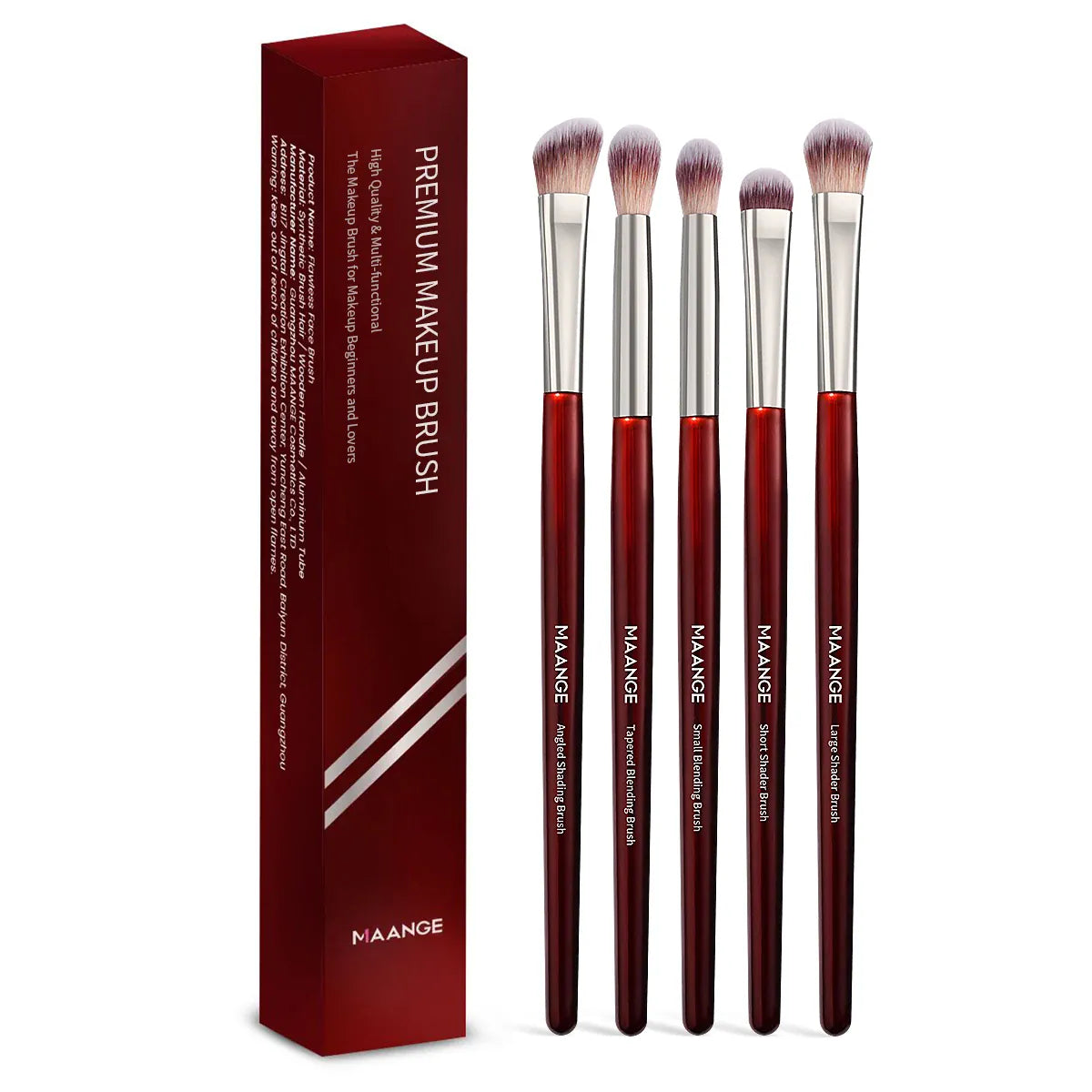 KissICON Red KissIcon Maange 5pcs Eye Shadow Brush Set -