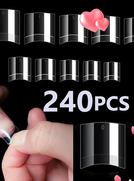 KissICON Red KissIcon Short Almond Nail Tips Clear Gel Press