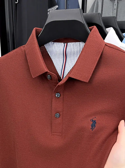 KissICON Red / L Luxury Cotton Polo Pony Embroidery Summer Business Golf Top