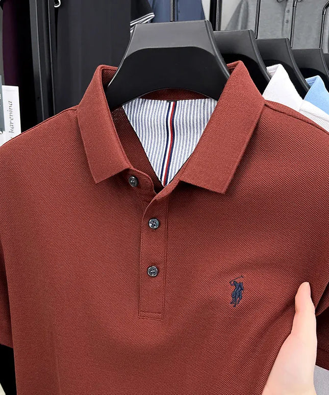 KissICON Red / L Luxury Cotton Polo Pony Embroidery Summer Business Golf Top