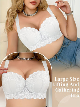 jkthpu-45 Red Lace Plus Size FullBust Lift Bra Support  Comfort