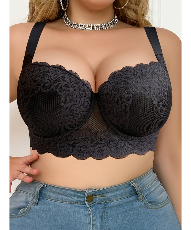 jkthpu-45 Red Lace Plus Size FullBust Lift Bra Support  Comfort