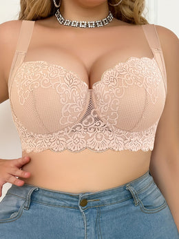 jkthpu-45 Red Lace Plus Size FullBust Lift Bra Support  Comfort