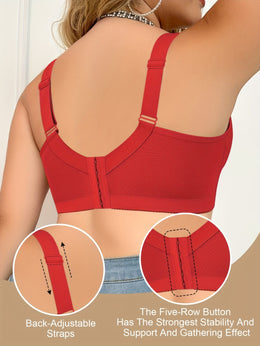 jkthpu-45 Red Lace Plus Size FullBust Lift Bra Support  Comfort