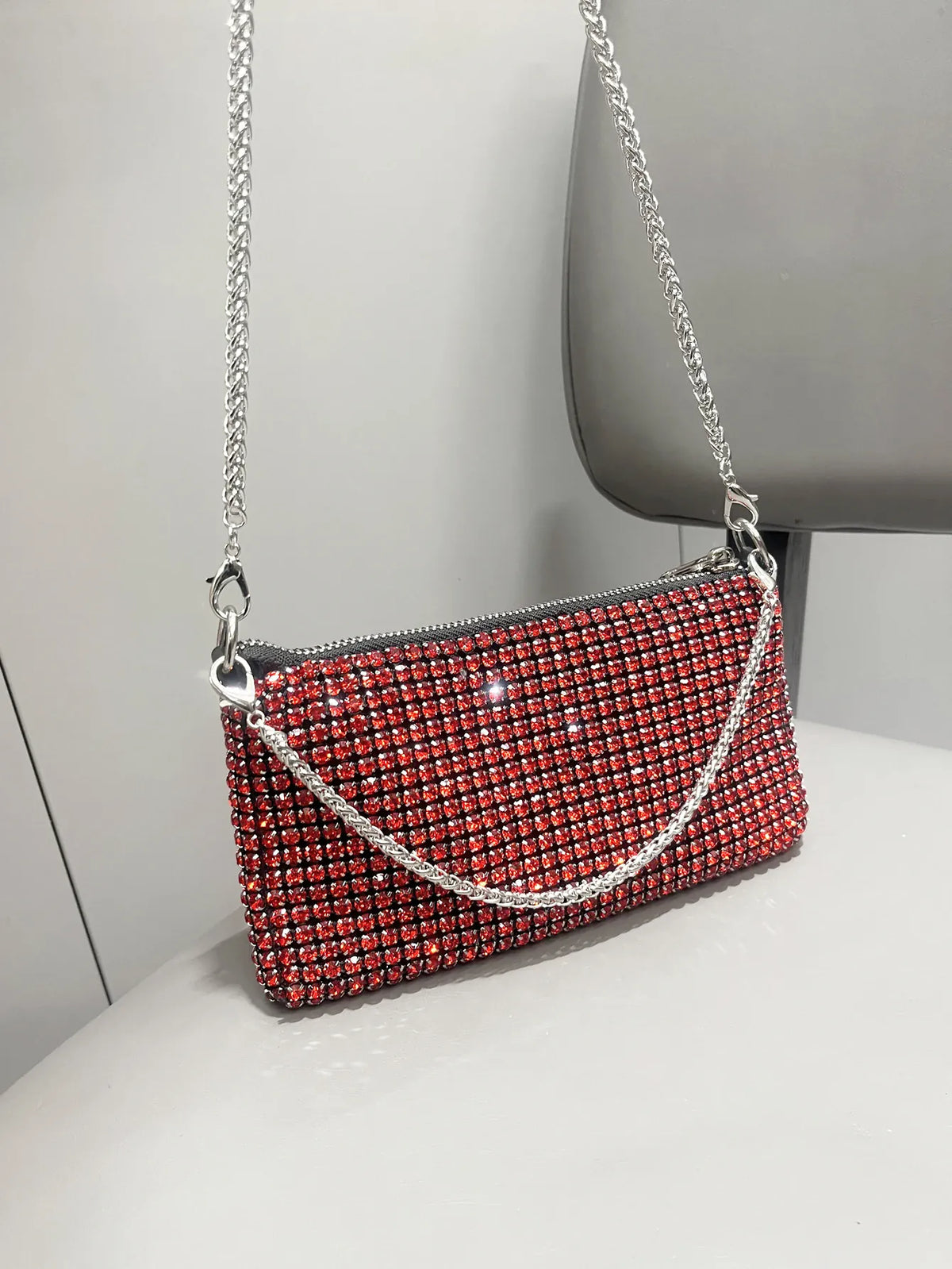 Dropshipman Red Luxury Designer Rhinestones Clutch Purse Bag for women handle bag Shoulder Bag Purse