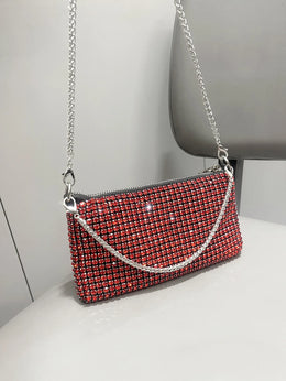 Dropshipman Red Luxury Designer Rhinestones Clutch Purse Bag for women handle bag Shoulder Bag Purse