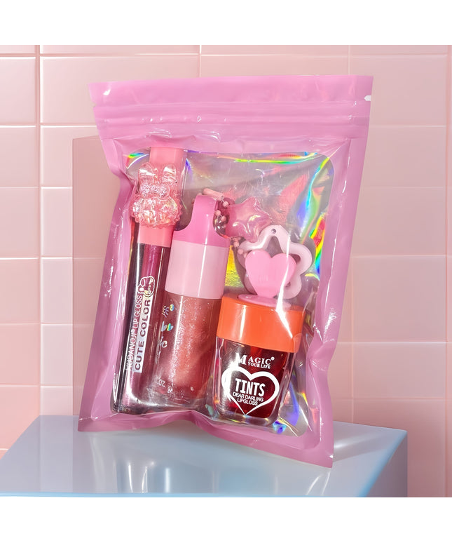KissICON red+Orange Hydrating Colorchanging Lip Gloss Honey Gift Set