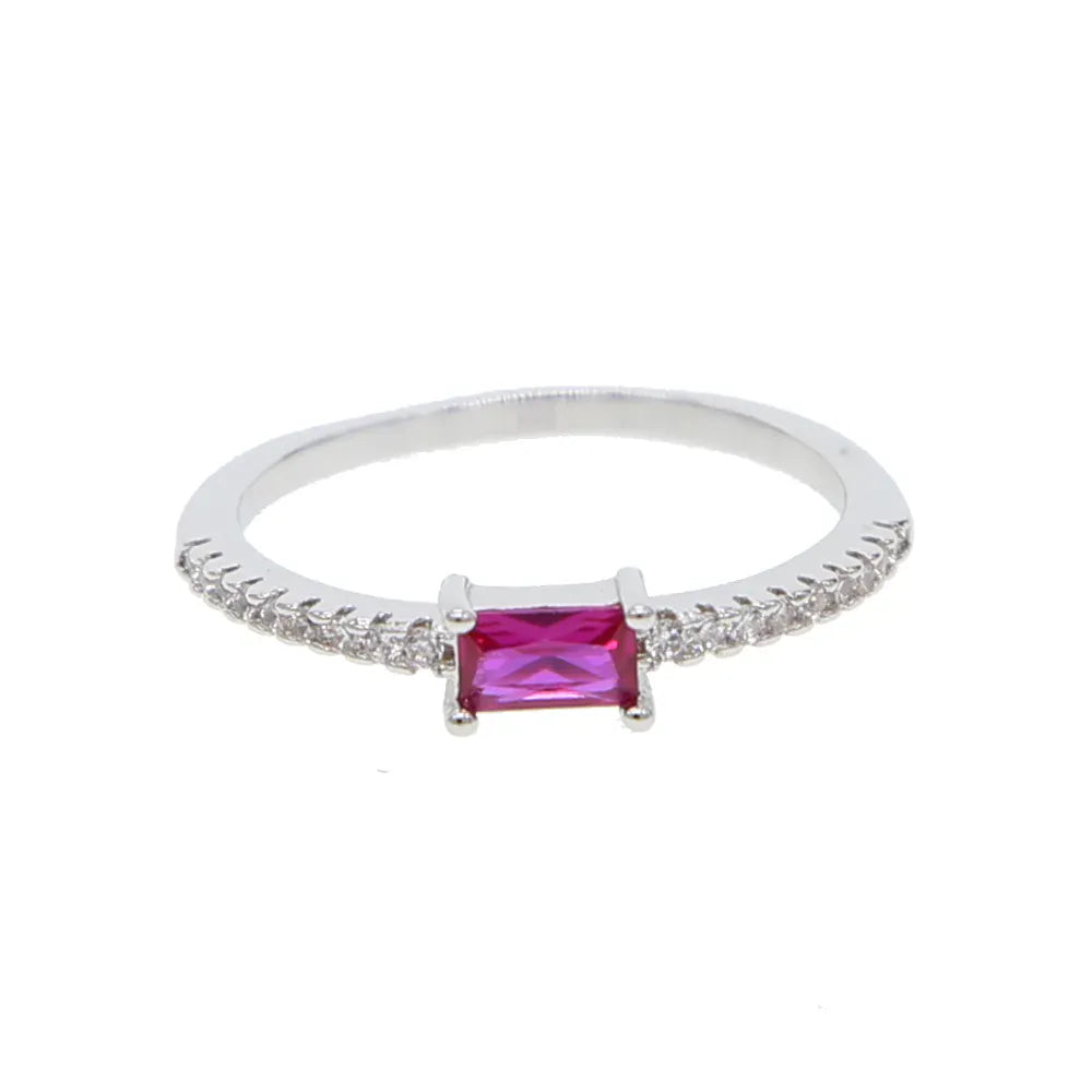 KissICON Red / Platinum Plated / 7 Kissicon Birthstone Ring – Colorful Zirconia Gift