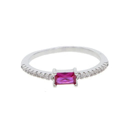 KissICON Red / Platinum Plated / 7 Kissicon Birthstone Ring – Colorful Zirconia Gift