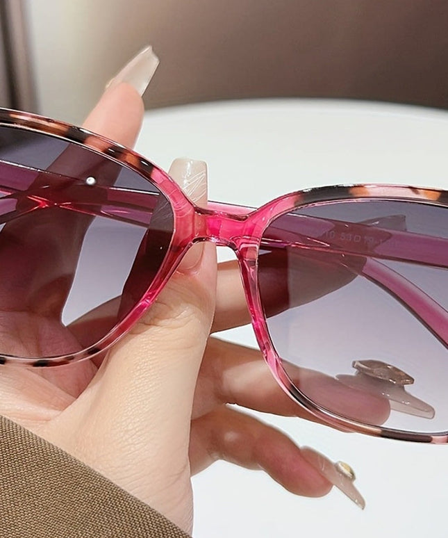 jkthpu-45 Red Retro Pink Tortoise Gradient Lens Fashion Glasses