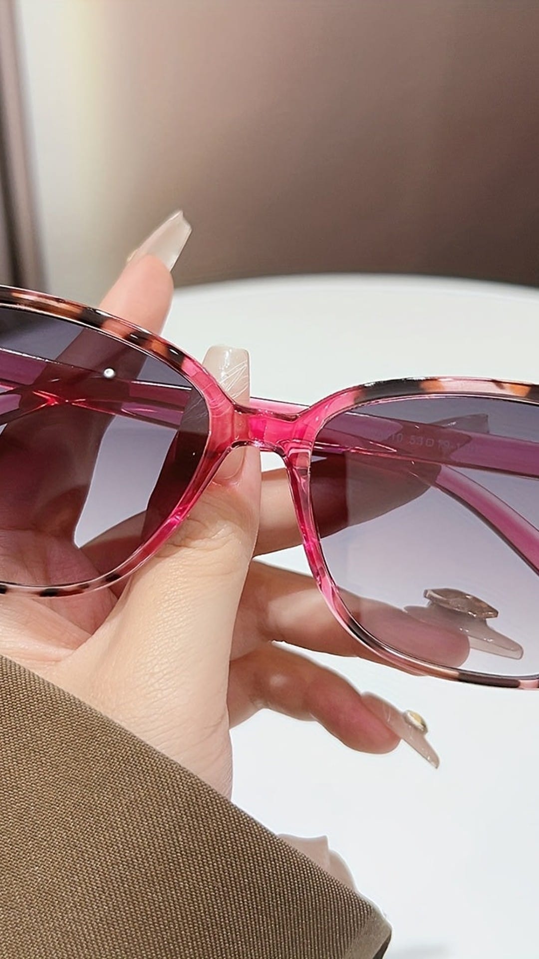 jkthpu-45 Red Retro Pink Tortoise Gradient Lens Fashion Glasses