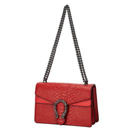 KissICON Red Snake Print PU Leather Crossbody
