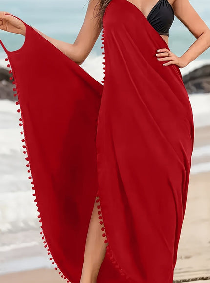 KissICON Red / UK 16/18 Elegant Curve Cross Neck Backless Beach Maxi Dress