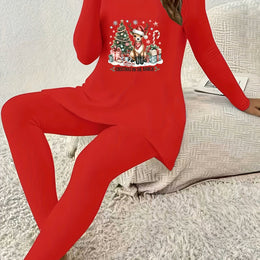 KissICON Red / UK 16 Cozy Christmas Giraffe Curve Lounge Set