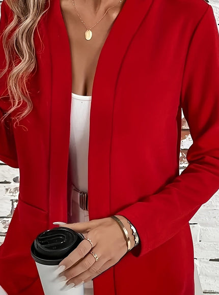 KissICON Red / UK 16 Elegant Navy Longline Blazer – Chic To Party