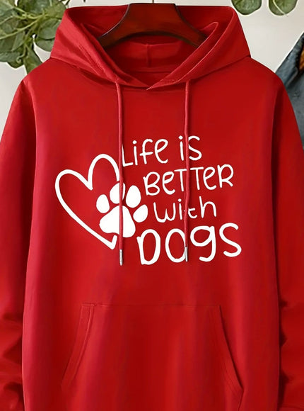 jkthpu-45 【Red】 / UK 16 Plus Size "Life Is Better With Dogs" Pattern