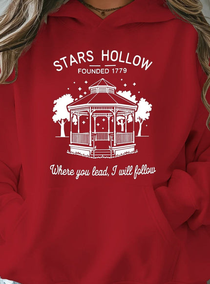 jkthpu-45 Red / UK 16 [Plus Size Stars Hollow Sweatshirt] Plus Size Stars