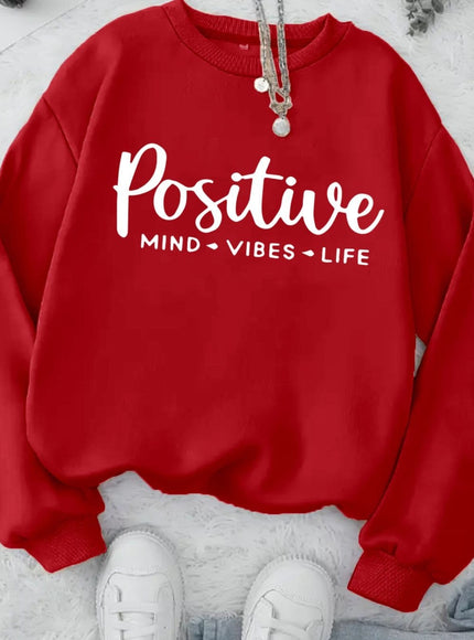 jkthpu-45 Red / UK 16 Plus Size, Women's Oversized Red Hoodie with Positive