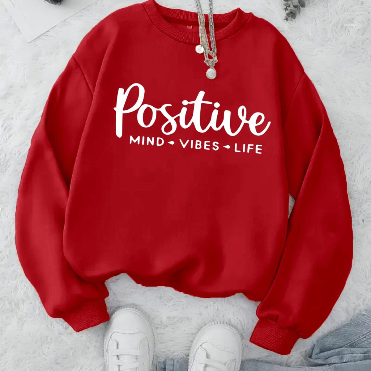 jkthpu-45 Red / UK 16 Plus Size, Women's Oversized Red Hoodie with Positive
