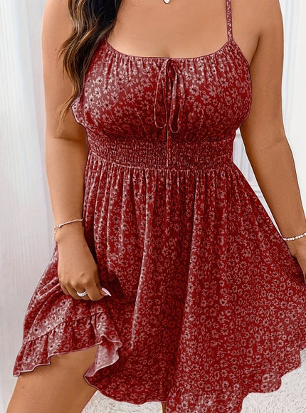 jkthpu-45 Red / UK 16 S70291 Elegant Plus Size Women's Fashion Floral Print Spaghetti Suspender Dress, 100%