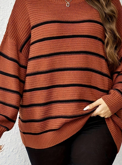 jkthpu-45 【Red】 / UK 16 Women'S Casual Striped Crew Neck Pullover Sweater -