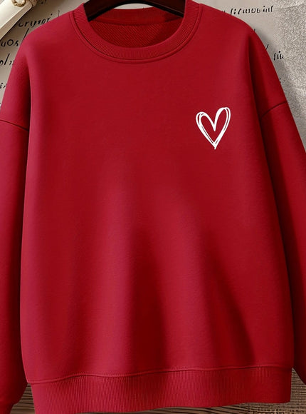 jkthpu-45 Red / UK 16 Women'S Gray Crew Neck Sweatshirt with Heart Design