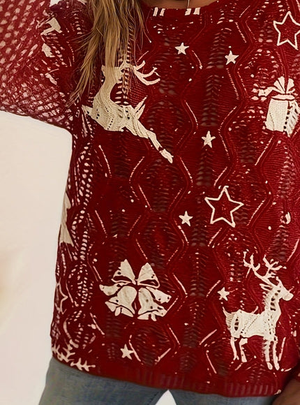 KissICON Red / UK 18 Cozy Curve Christmas Snowflake Reindeer