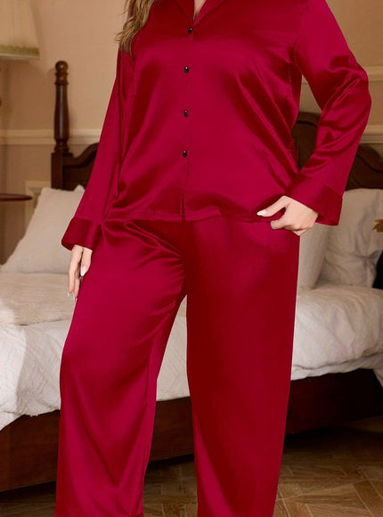KissICON Red / UK 18 Curve Solid Pajama Set