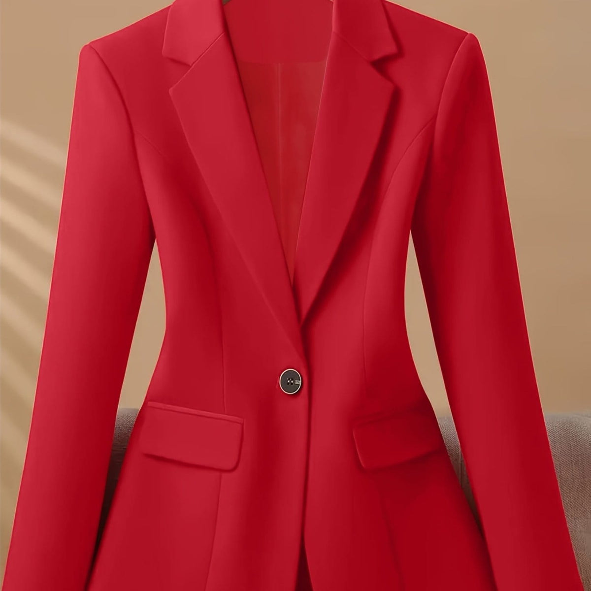 KissICON Red / UK 18 Elegant Curve Blazer – Chic Solid Notch