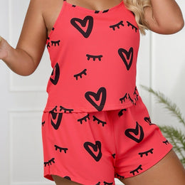 jkthpu-45 Red / UK 18 Women'S Plus-Size Stylish Pajama Set Featuring a Heart