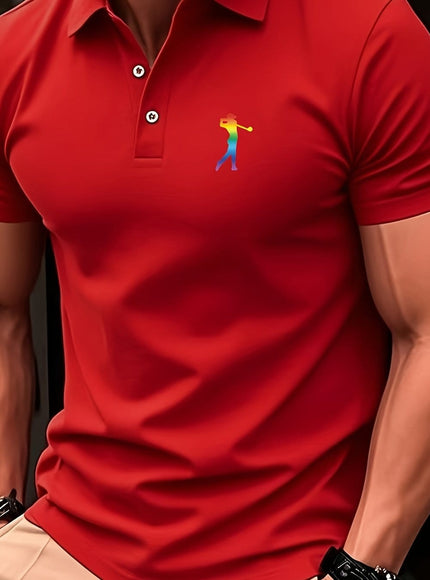 KissICON Red / UK 42 SpringSummer Mens Printed ShortSleeve Golf Shirt