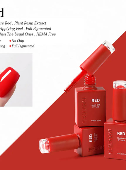 KissICON Red Vendeeni Gel Polish 15ml Soak Off UV LED