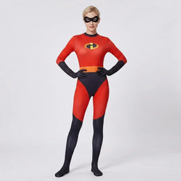 KissICON Red women / 170cm(66.92in) High Quality Mr Mrs Incredibles Cosplay Elastigirl  Family Adult  Suit Jumpsuit Bodysuit Halloween Costumes Women