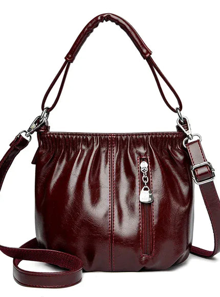 KissICON Red Women's Handbags Solid Color PU Leather Shoulder