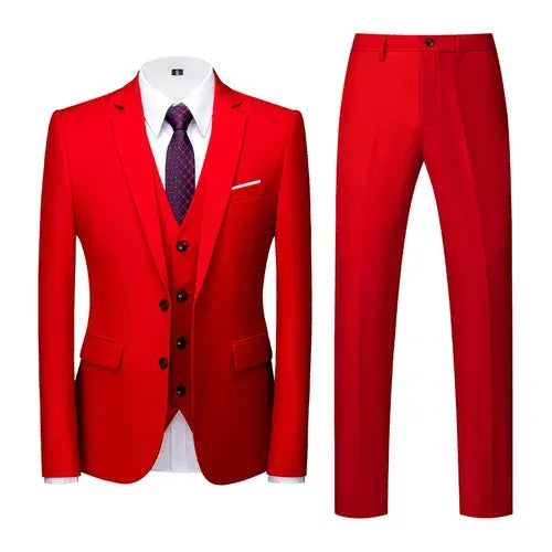 KissICON Red / XL 2026 Purple Slim Fit ThreePiece Mens Suit Set