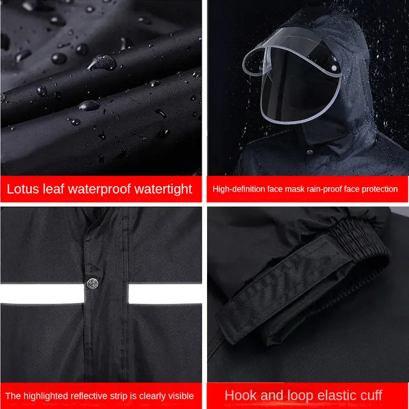 KissICON Reflective Motorcycle Rain Suit Full Body Storm Protection