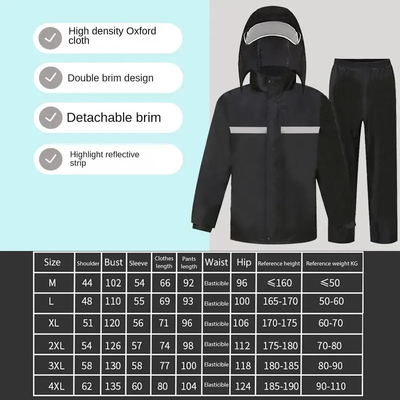 KissICON Reflective Motorcycle Rain Suit Full Body Storm Protection
