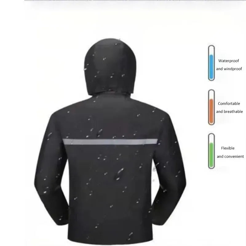 KissICON Reflective Weatherproof Full Body Rain Suit for Riding