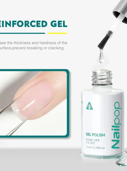 KissICON Reinforced Gel Nailpop 10ml Rubber Base Gel Top Coat Soak