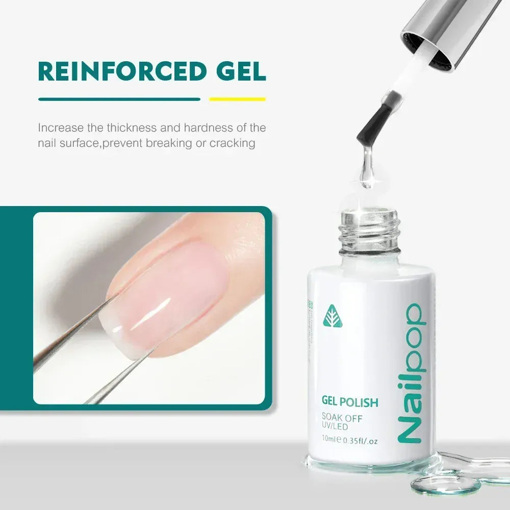 KissICON Reinforced Gel Nailpop 10ml Rubber Base Gel Top Coat Soak