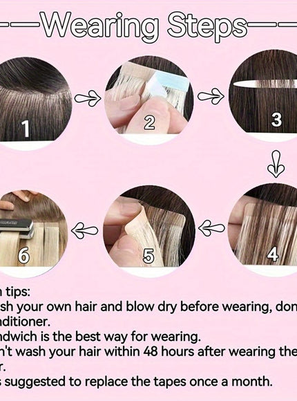 KissICON Remy Straight Tape In Hair Extensions 18 26